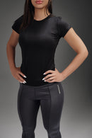 Fitted Half Sleeves Tee - Black