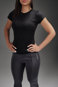 Fitted Half Sleeves Tee - Black