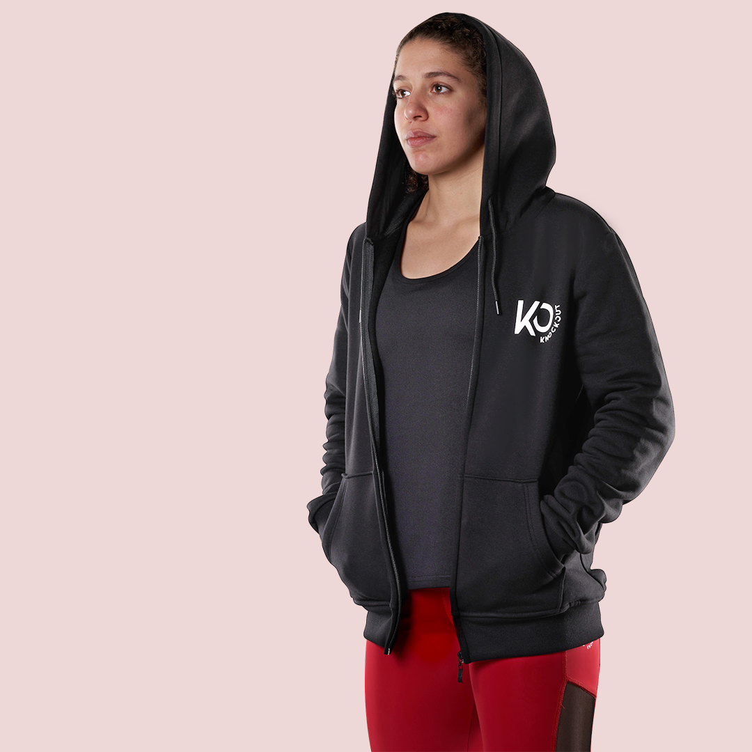 Sweatshirt with Zipper - Black