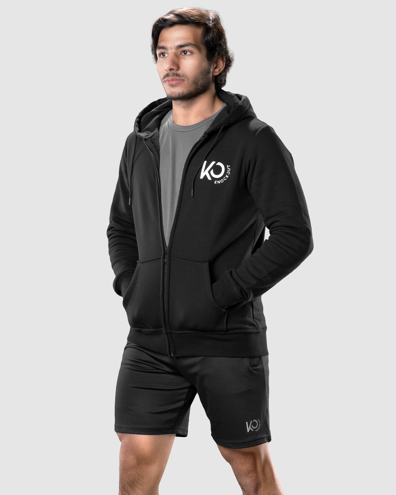 Sweatshirt With Zipper - Black