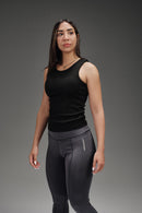 Sleeveless Ribbed Tank - Black