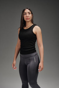 Sleeveless Ribbed Tank - Black