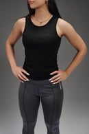 Sleeveless Ribbed Tank - Black