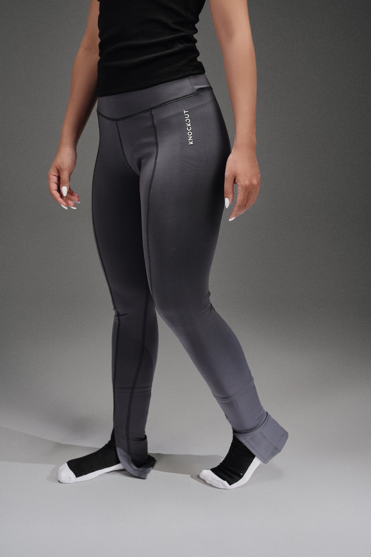 Open Leg Leggings - Dark Grey