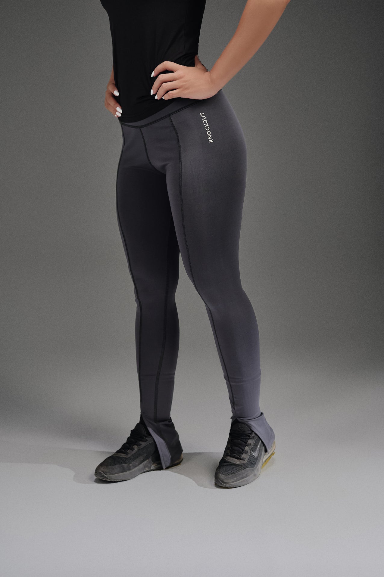Open Leg Leggings - Dark Grey