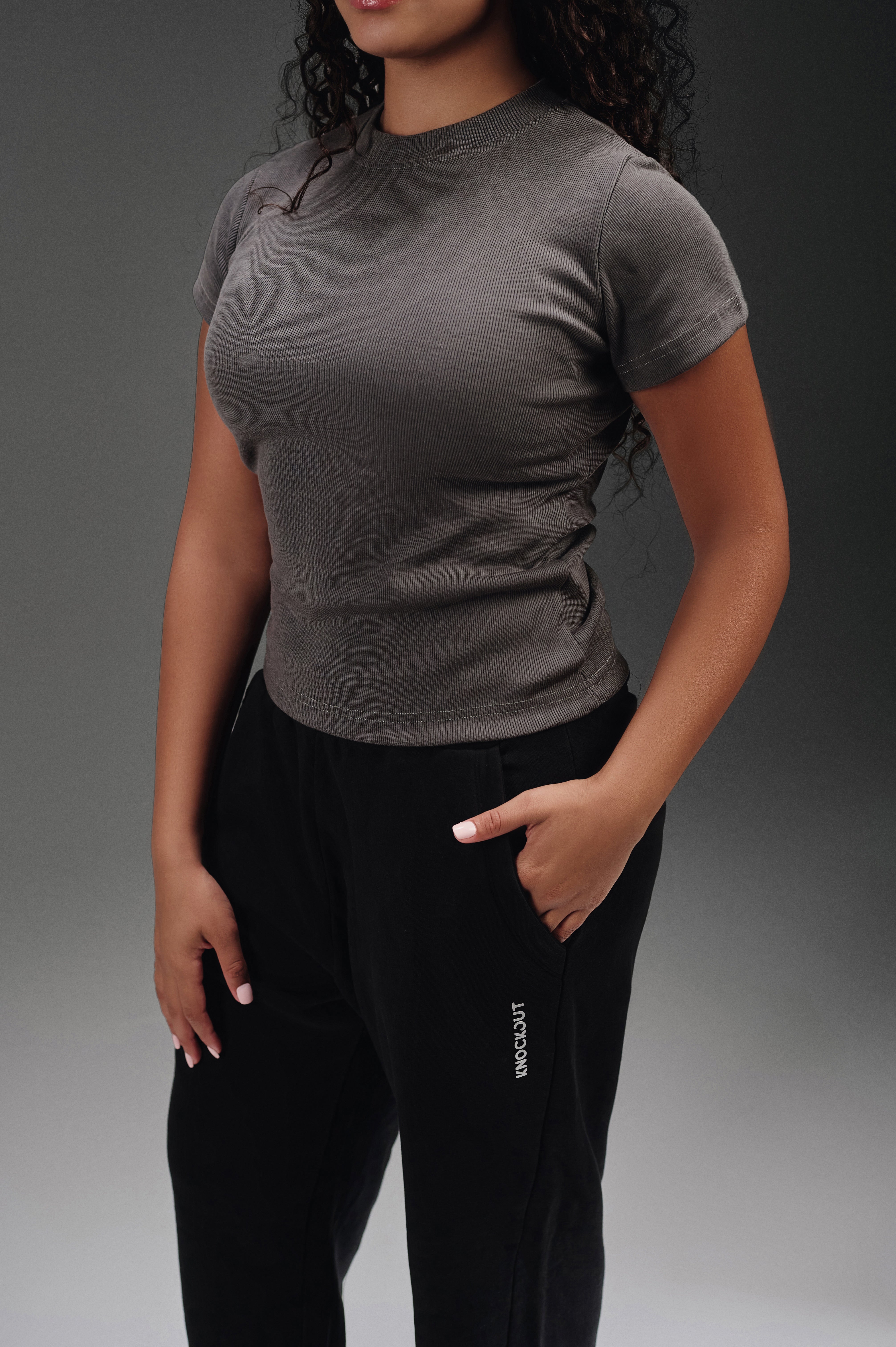 Ribbed Half Sleeves - Dark Grey