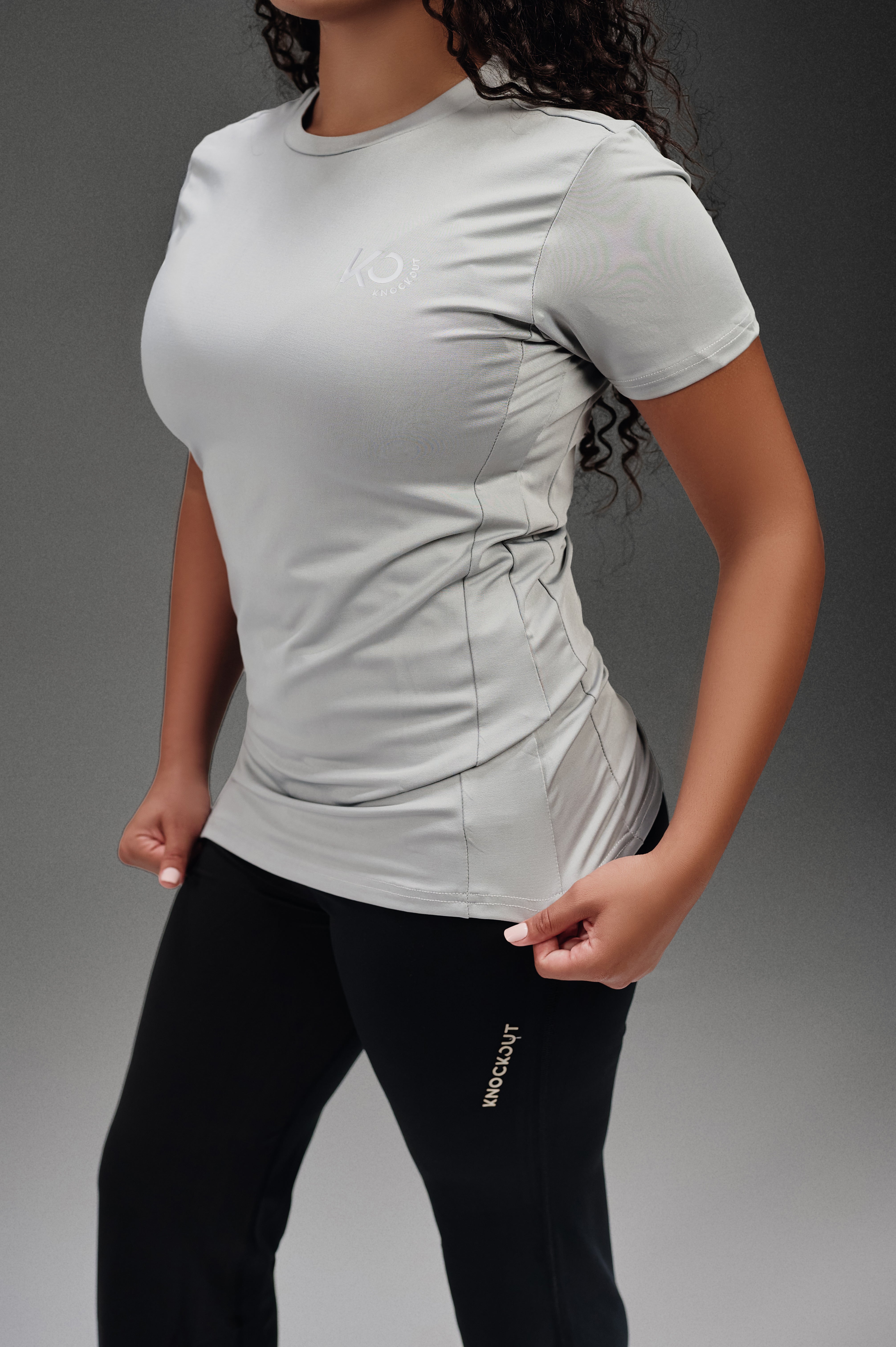Active Cut - Half Sleeves Crew Neck T-Shirt - Light Grey