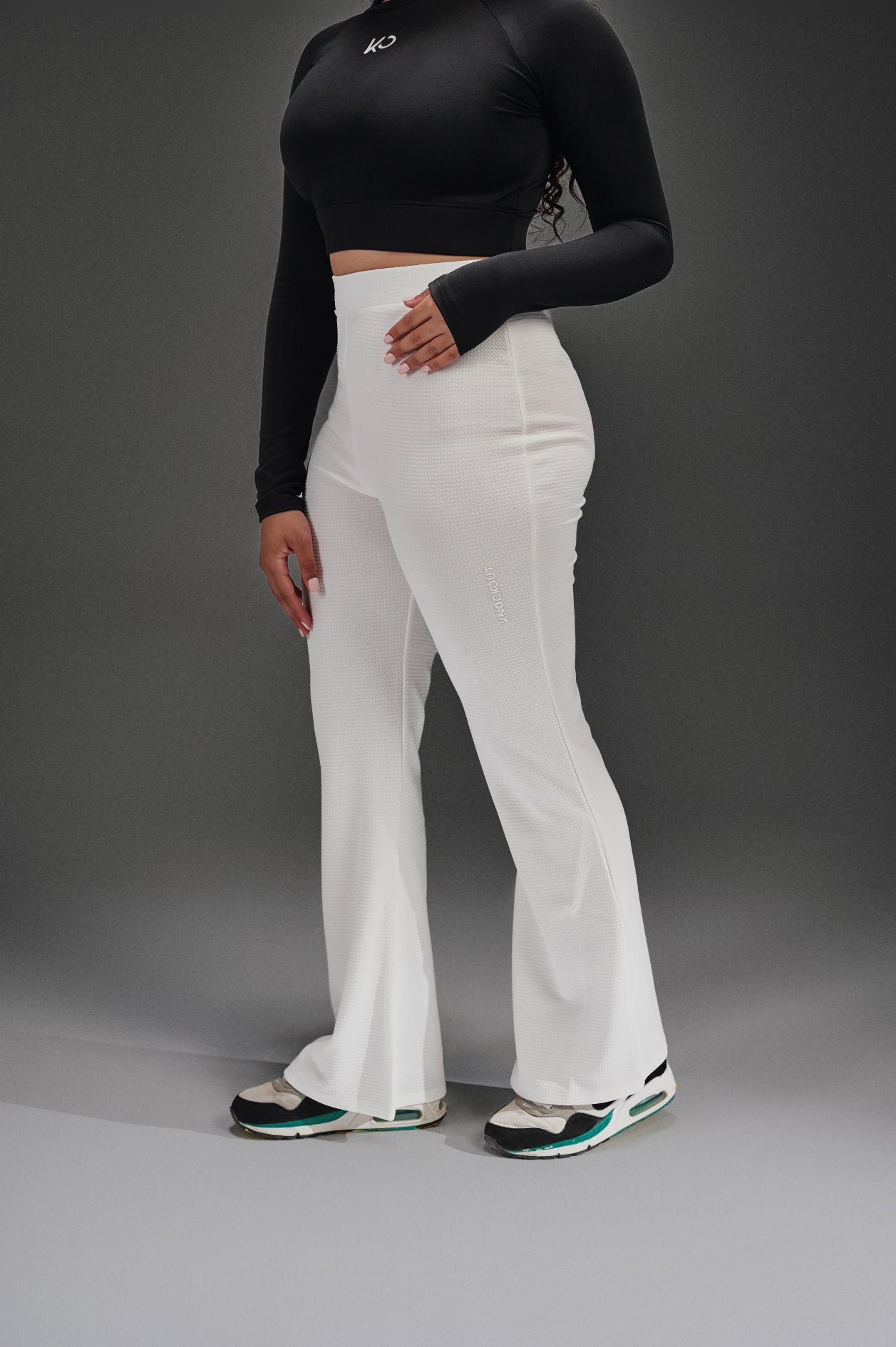 Flairish Patterned Leggings - White