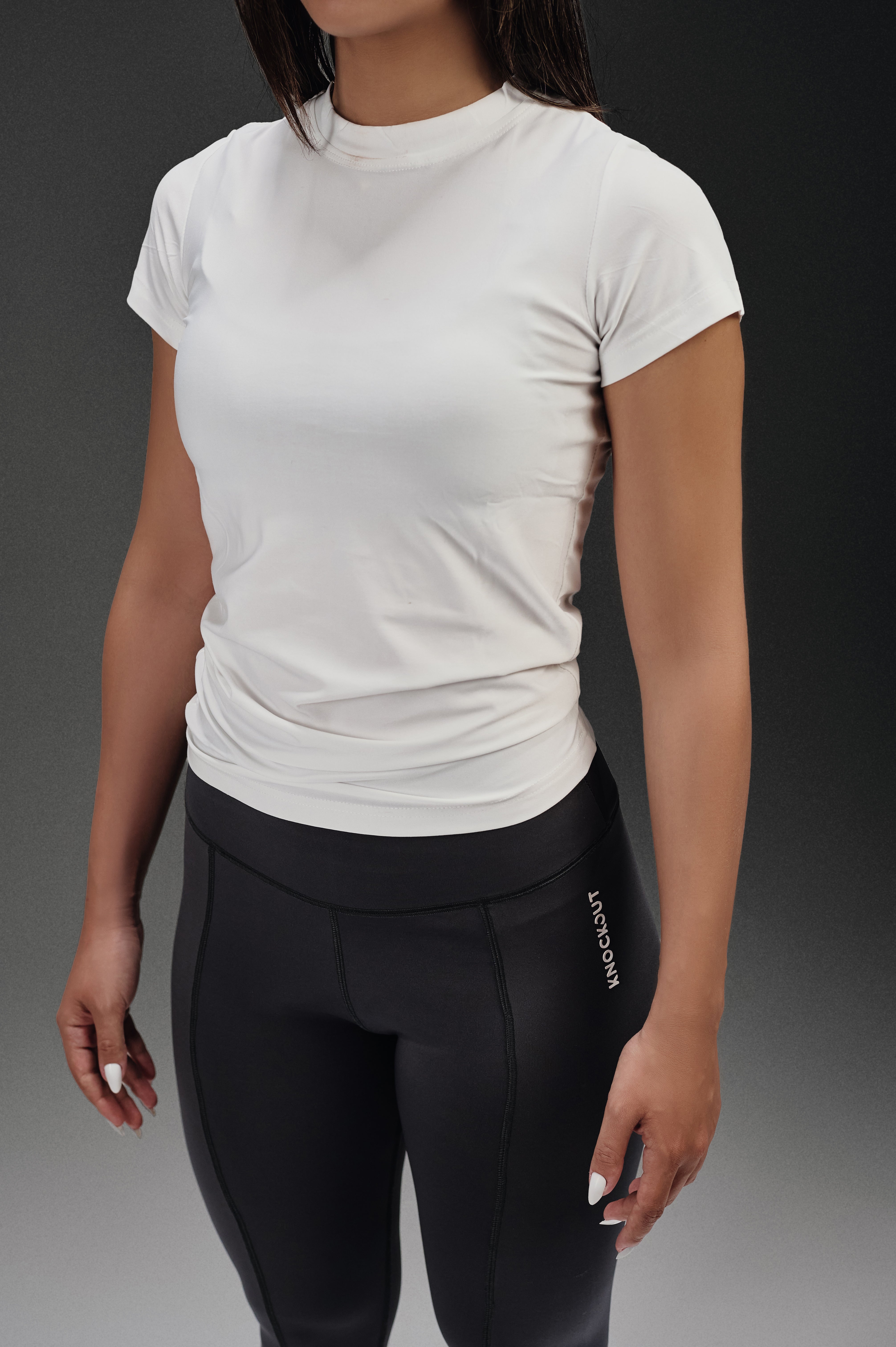 Fitted Half Sleeves Tee - White