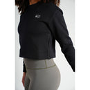 Comfy Cropped Long Sleeves with Sides Zipper - Black