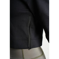 Comfy Cropped Long Sleeves with Sides Zipper - Black