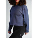 Comfy Cropped Long Sleeves with Sides Zipper - Blue