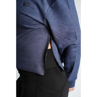 Comfy Cropped Long Sleeves with Sides Zipper - Blue