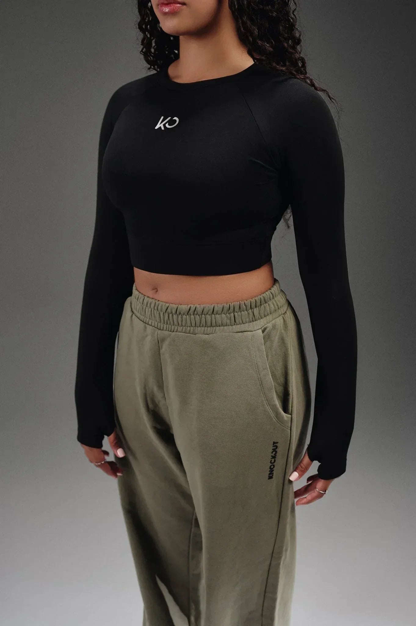 Flex Layer Top Cropped Long Sleeves - knockout