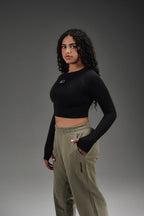 Flex Layer Top Cropped Long Sleeves - knockout