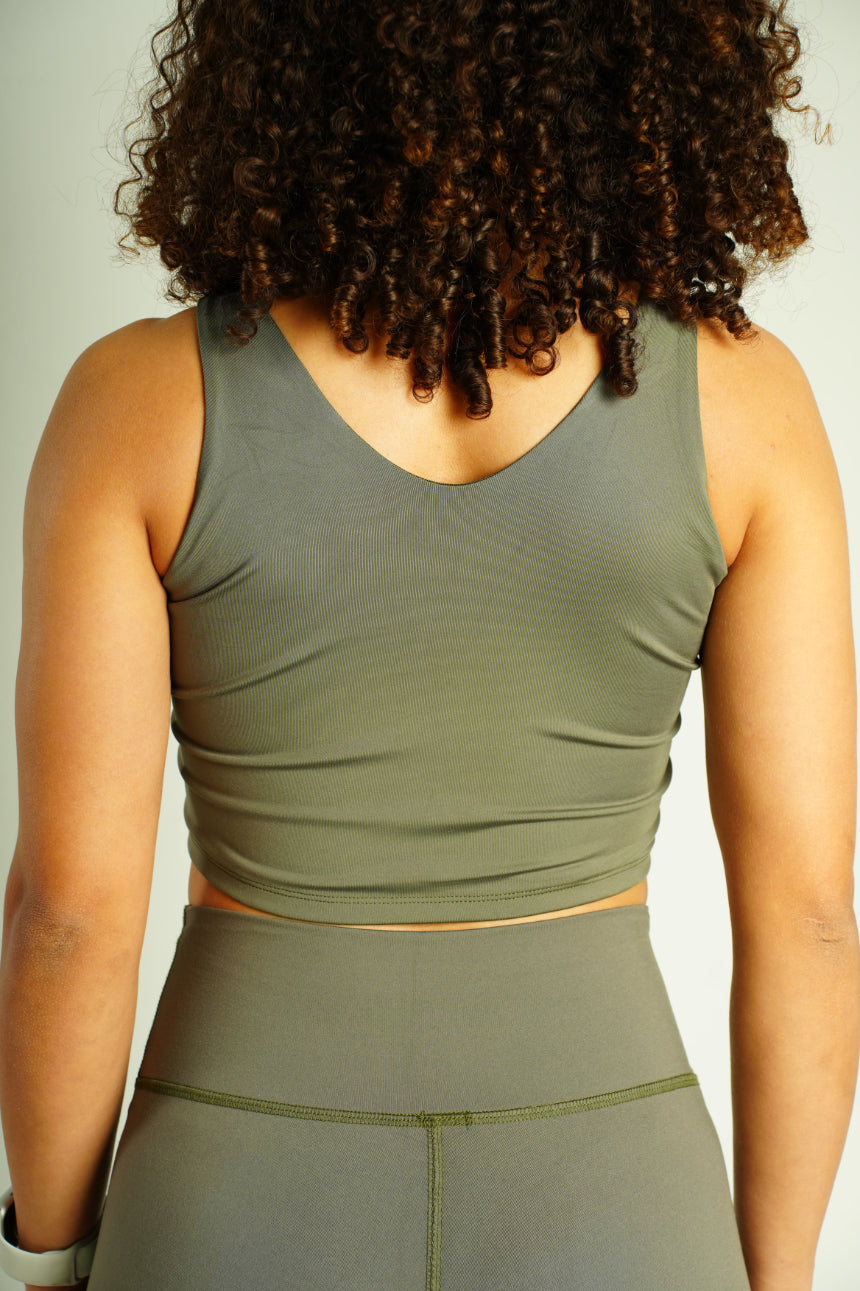 Sleeveless Crop Top - Olive