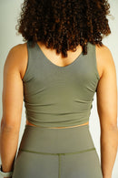 Sleeveless Crop Top - Olive