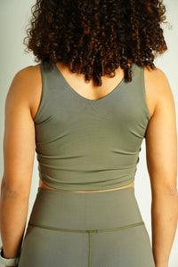 Sleeveless Crop Top - Olive
