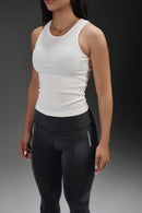 Sleeveless Ribbed Tank - White