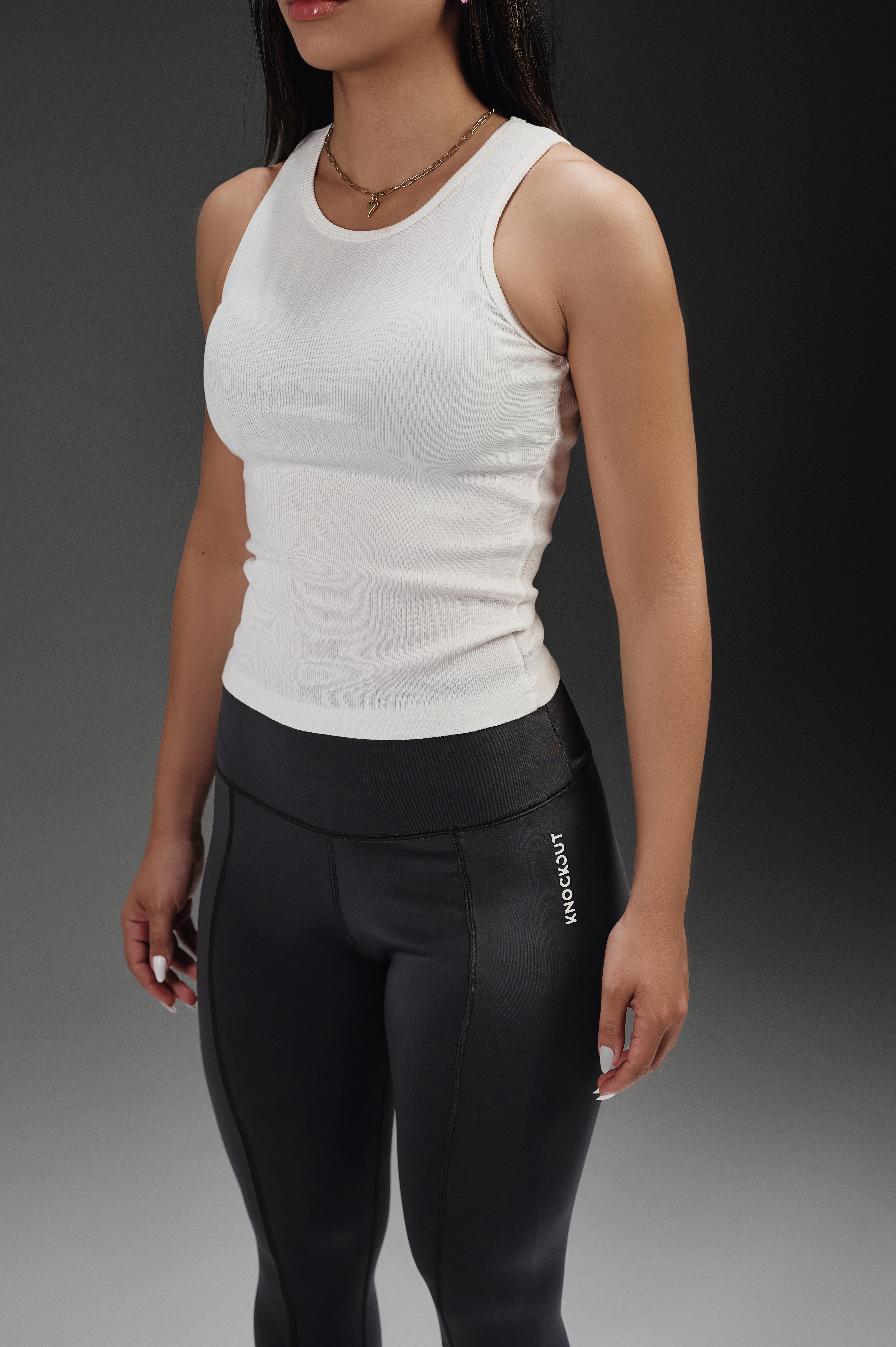 Sleeveless Ribbed Tank - White